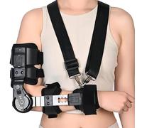 Vexorium Órtesis de Codo Postoperatoria con Bisagra, Ángulo y Longitud Ajustables, Soporte para Codo con Correa para Hombro para Recuperación Postquirúrgica y Rehabilitación de Lesiones,Right