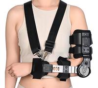 Vexorium Órtesis de Codo Postoperatoria con Bisagra, Ángulo y Longitud Ajustables, Soporte para Codo con Correa para Hombro para Recuperación Postquirúrgica y Rehabilitación de Lesiones,Left