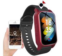 Vexorium Reloj Inteligente para Mayores con Detección de Caídas y Botón SOS, Sistema de Alerta para Ancianos, Reloj GPS para Alzheimer y Demencia, Pulsera de Emergencia y Seguridad,Rojo