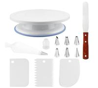 Vexran Bandeja giratoria para tartas, soporte para tartas con 7 boquillas, espátula, manga pastelera y raspador para tartas, plato giratorio para hornear y decoración de tartas