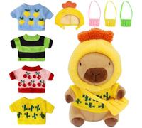 Vexran Set Peluche Capibara 9 pièces - Grande Peluche Capibara Avec vêtements et Accessoires | Cadeau idéal pour Enfants et Fans de Capybara