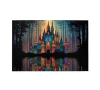 Vextrovia Rompecabezas para adultos de 1000 piezas, castillo caprichoso en un bosque exuberante con reflejo brillante, adecuado para entusiastas de los rompecabezas y amantes de los cuentos de hadas