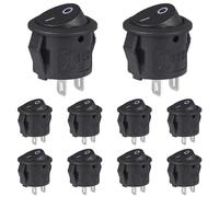 VEXUNGA 10 Piezas Interruptor Basculante Redondo Mini Interruptores Conmutador Pulsador 2 Pines 2 Posiciones ON OFF Negro Pequeño 3A 250V AC 6A 125V 15MM Encendido/Apagado para Coche