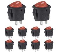 VEXUNGA 10 Piezas Interruptor Basculante Redondo Mini Interruptores Conmutador Pulsador 2 Pines 2 Posiciones ON OFF Rojo Pequeño 3A 250V AC 6A 125V 15MM Encendido/Apagado para Coche