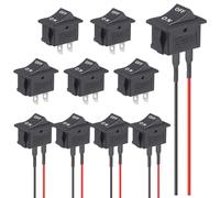 VEXUNGA 5Piezas Interruptor Basculante ON OFF con Cable 5Piezas Interruptor 12V Mini Interruptores de Palanca Pequeño 6A 250V 10A 125V SPST 2Pines Negro para Coche Camper (Paquete de 10)