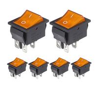 VEXUNGA Interruptor Basculante 16A 250VAC 20A 125VAC Interruptores Conmutador 2Posiciones 4Pines ON-OFF DPST Pulsador Luz Amarilla (Paquete de 6)