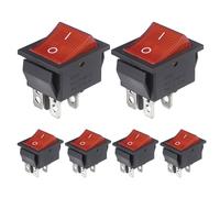 VEXUNGA Interruptor Basculante 16A 250VAC 20A 125VAC Interruptores Conmutador 2Posiciones 4Pines ON-OFF DPST Pulsador Luz Rojo (Paquete de 6)