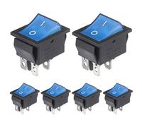 VEXUNGA Interruptor Basculante 16A 250VAC 20A 125VAC Interruptores Conmutador 2Posiciones 4Pines ON-OFF DPST Pulsador Luz Azul (Paquete de 6)
