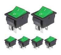 VEXUNGA Interruptor Basculante 16A 250VAC 20A 125VAC Interruptores Conmutador 2Posiciones 4Pines ON-OFF DPST Pulsador Luz Verde (Paquete de 6)