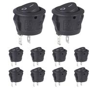 VEXUNGA Interruptor Basculante Redondo 6A 250VAC 10A 125VAC 2Posiciones 2Pines Interruptores Conmutador Palanca ON/OFF Negro para Coche Moto Electrodomésticos (10 Piezas)