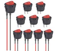 VEXUNGA Interruptor Basculante Redondo com fios Interruptor 12V Interruptores Redondos 2Pinos Palanca Conmutador 6A 250V 10A 125V SPST Rojo para Coche Camper (5Piezas y 5Piezas)