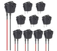 VEXUNGA Interruptor Basculante Redondo ON OFF com fios Interruptor 12V Interruptores Redondos 2Pinos Palanca Conmutador 6A 250V 10A 125V SPST Negro para Coche Camper (5Piezas y 5Piezas)