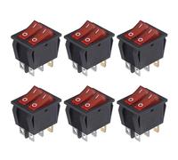 VEXUNGA Interruptor Doble Interruptores Basculante ON OFF 6 Terminales Pulsador Conmutador 15A 250VAC 20A 125VAC con Luz Roja Encendido/Apagado (6 Piezas)