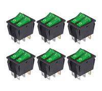 VEXUNGA Interruptor Doble Interruptores Basculante ON OFF 6 Terminales Pulsador Conmutador 15A 250VAC 20A 125VAC con Luz Verde Encendido/Apagado (6 Piezas)