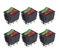 VEXUNGA Interruptor Doble Interruptores Basculante ON OFF 6 Terminales Pulsador Conmutador 15A 250VAC 20A 125VAC con Luz Roja Verde Encendido/Apagado (6 Piezas)