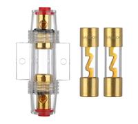 VEXUNGA Portafusibles AGU Chapado en Oro con 2 Piezas Fusibles AGU 50A Cristal para Coche Equipo de Musica Audio Automotriz Potencia Seguridad Proteger