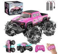 Vexyra Coche Teledirigido Anfibio, 2.4 GHz 1:18 Monster Truck Todo Terreno con Sensor de Gestos, 4WD 8.5 KM/H Coche RC Car con Luz LED y 2 Baterías para Terrenos de Arena y Agua Regalo para Niños