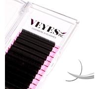 VEYES INC Cashmere Volume Lash Extensions C CC D DD LD L B J M Curl 0.03-0.20 thickness, Super Matte Black Individual Eyelashes Tray, Professional Supplies for Lash Techs (0,05 D 16 mm)