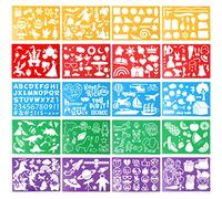 VEYLIN 20 plantillas de dibujo para niños de más de 250 patrones diferentes para que los niños dibujen historias imaginativas, álbumes de recortes, plantilla de dibujo (colores surtidos)