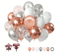 VEYLIN Globos de 51 piezas, hermosos globos de látex de 12 pulgadas y 18 pulgadas de aluminio, grandes ecológicos para uso en helio o aire. Globo de confeti dorado perfecto para fiestas de cumpleaños