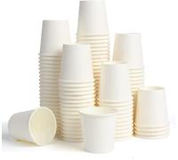 VEYLIN Vasos de papel desechables para enjuague bucal, 100 unidades, vasos pequeños de papel blanco de 2 onzas para bebidas calientes y frías, café, té y suministros de fiesta, perfectos para baño