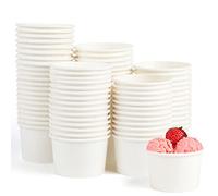 VEYLIN Vasos de papel para helado, vasos de postre de papel desechables para alimentos calientes o fríos, 60 x 85.0 g/130 ml, suministros de fiesta, taza de dulces para Sundae, yogur congelado, sopa
