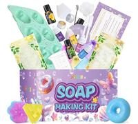 Vezerd Jabón para niños, kit creativo de manualidades para adultos, juego de fabricación de jabón con forma de jabón, base de jabón y jabón crudo, bombas de baño, kit de fabricación de jabón para