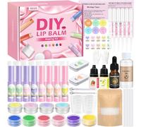 Vezerd Juego de brillo de labios para hacer tu propio juego, kit de fabricación de bálsamo labial, juego creativo de manualidades para adultos, juego de maquillaje divertido y fácil para niñas y