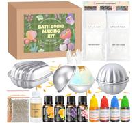 Vezerd - Kit de fabricación de bombas de baño, bombas de baño para mujeres, haz tus propios productos de spa, kit de fabricación de jabón con moldes de acero inoxidable, espuma de baño, accesorios de