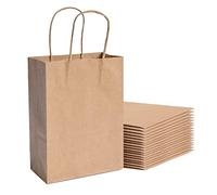 VEZODEK Bolsas de Papel con Asas 24x20x8cm, Pueden Utilizar como Bolsas de Palomitas de Maíz, de Regalo de Cumpleaños Infantiles, de Pan, para Fiestas, Papel Kraft y de Estraza (Marrón)