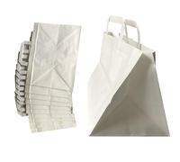 VEZODEK Bolsas de Papel con Asas 32x24x22cm, Pueden Utilizar como Bolsas de Palomitas de Maíz, de Regalo de Cumpleaños Infantiles, de Pan, para Fiestas, Papel Kraft y de Estraza (Blanco, 32x24x22cm)