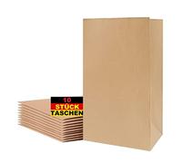 VEZODEK Bolsas de Papel Marrón Grandes 37x33x18cm, se Pueden Utilizar como Bolsas de Palomitas de Maíz, Papel de Estraza para Cumpleaños, Bolsas de Pan, Dulces, de Fiesta (10)
