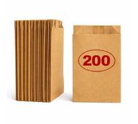 VEZODEK Bolsas Papel Kraft Pequeñas 20x12cm | Bolsa Regalo Cumpleaños Infantil Marrón para Chuches Pan Bocadillo | Bolsa Craft para Boda Navidad (200)