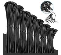 VFANDV 1000 Piezas Bridas Plastico, Bridas Negras 100/150/200/250/300mm, Bridas para Cables Profesionales, Presillas Plastico Resistente a Temperatura, Bridas para Cables Para Oficina (Black 1000p)