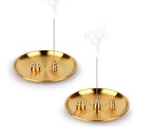 VFANDV 2 Piezas Soporte Incienso, 3 en 1 & 4 en 1 Porta Incienso de Latón Soporte para Incienso con Receptor Ceniza Quemador de Incienso para Decoración del Hogar Yoga Meditación