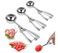VFANDV 3 Piezas Cucharas de Helado, Inoxidable Cuchara Helado Bola 4cm/5cm/6cm Sacabolas Helado Fabricante de Bolas de Hielo para Helado Melón Albóndigas Pasteles Masa Arroz