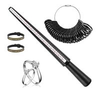 VFANDV 4 Piezas Medidor de Anillos, Herramienta Calibre de Tamaño de Anillos Medidores de Tallas de Joyería Escalas de Medición Profesional de Anillo para Tamaño Estándar de Reino Unido UE y UU