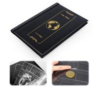 VFANDV Álbum de Monedas, 340 Bolsillos Álbum de Colección de Monedas 4.5 x 4.5cm/3.5 x 3.5cm, Estuche de Colección de Monedas de Cuero para Papel, Dinero, Billetes