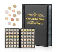 VFANDV Álbumes de Monedas de 480 Bolsillos, Album Monedas Coleccion, Album para Monedas, 16 páginas 3 cm 480 Bolsillos, Clasificador de Monedas (Negro)