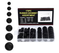 VFANDV Arandelas de Goma 170 Piezas, Juego de Surtido de Arandelas de Goma 7 Tamaños Pasamuros Goma Tapones de Goma Ojales de Goma para Proteger Cables Enchufes Agujeros de Cables