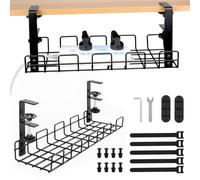 VFANDV Bandeja Organizador Cables Escritorio, Bandeja Cables Escritorio Recoge Cables Mesa Escritorio Organizador Cables Mesa sin Taladro para Oficina en Hogar Negro Bandeja de Cables