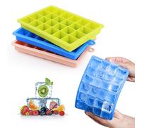 VFANDV Bandejas de Cubitos de Hielo, 3 Piezas Silicona Moldes 24 Cubos Silicona Moldes para Cubitos de Hielo para Frutas Puré de Frutas Vino