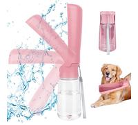 VFANDV Botella de Agua para Mascotas, 180° Plegable Botellas de Agua para Perro Gato, Bebedero Perro Portatil, Botella Agua a Prueba de Fugas, Libre de BPA para Acampar, Senderismo (Rosa, 550ML)