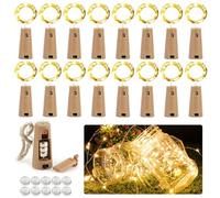 VFANDV Cadena de Luces con Pilas, 16 Piezas Luces LED Pilas, 20 LEDs 2M Alambre de Cobre Guirnaldas Luces, Impermeable Luces Decorativas, Luces Decorativas para Navidad, Fiestas - Blanco Cálido