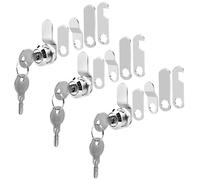 VFANDV Cerradura Buzon 16 mm, Cerradura Taquilla Vestuario con 5 Placas Diferentes y 2 Llaves Cerradura de Palanca Universal Cerradura de Leva para Armario Cajón Taquillas Muebles (3 Juegos)