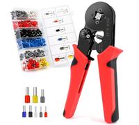 VFANDV Crimpadora Terminales Alicates AWG23-7/0.25-10mm², 1200 Pcs Crimpadora Alicates de Terminales con Conectores Cable, Herramienta Crimpado de Cable Autoajustable para Electricistas, Rojo Oscuro
