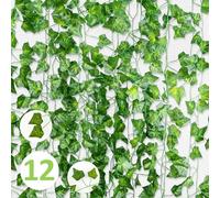 VFANDV Guirnaldas de Hiedra Artificial, 12 Piezas Hiedra Artificial Enredaderas Artificiales, Plantas Decorativas Artificiales para Patio, Columpio, Boda Fiesta, Navidad, Decoración de Halloween