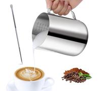 VFANDV Jarra Leche Barista 304 Acero Inoxidable, 900ML Jarra de Espuma de Leche, Jarra de Leche con Medición e Lápiz Decorador Para Espresso, Taza de Café para Espumar, Jarra Cafe para Espresso