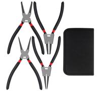 VFANDV Juego de Alicates para Anillos Elásticos, 4 Piezas Alicates Circlip Interiores con Bolsillo Alicates Circlip Externos con Mango Aislado Alicates Circlip Curvas para Herramientas Taller Mecanico