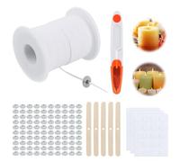 VFANDV Mechas para Velas, 1 Rollo 6100cm Mecha de Vela de Algodón, Mechas para Velas Caseras Kit para Hacer Velas Incluye 100 Portavelas